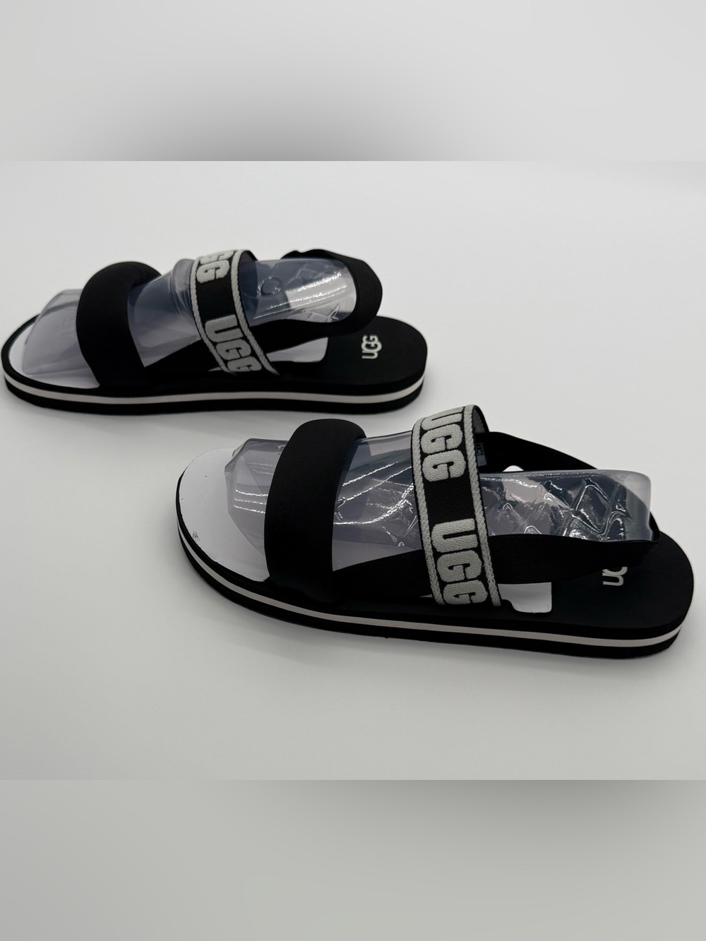 UGG Zuma Sling Black Logo Strap Womens /Kids Slide Sandals